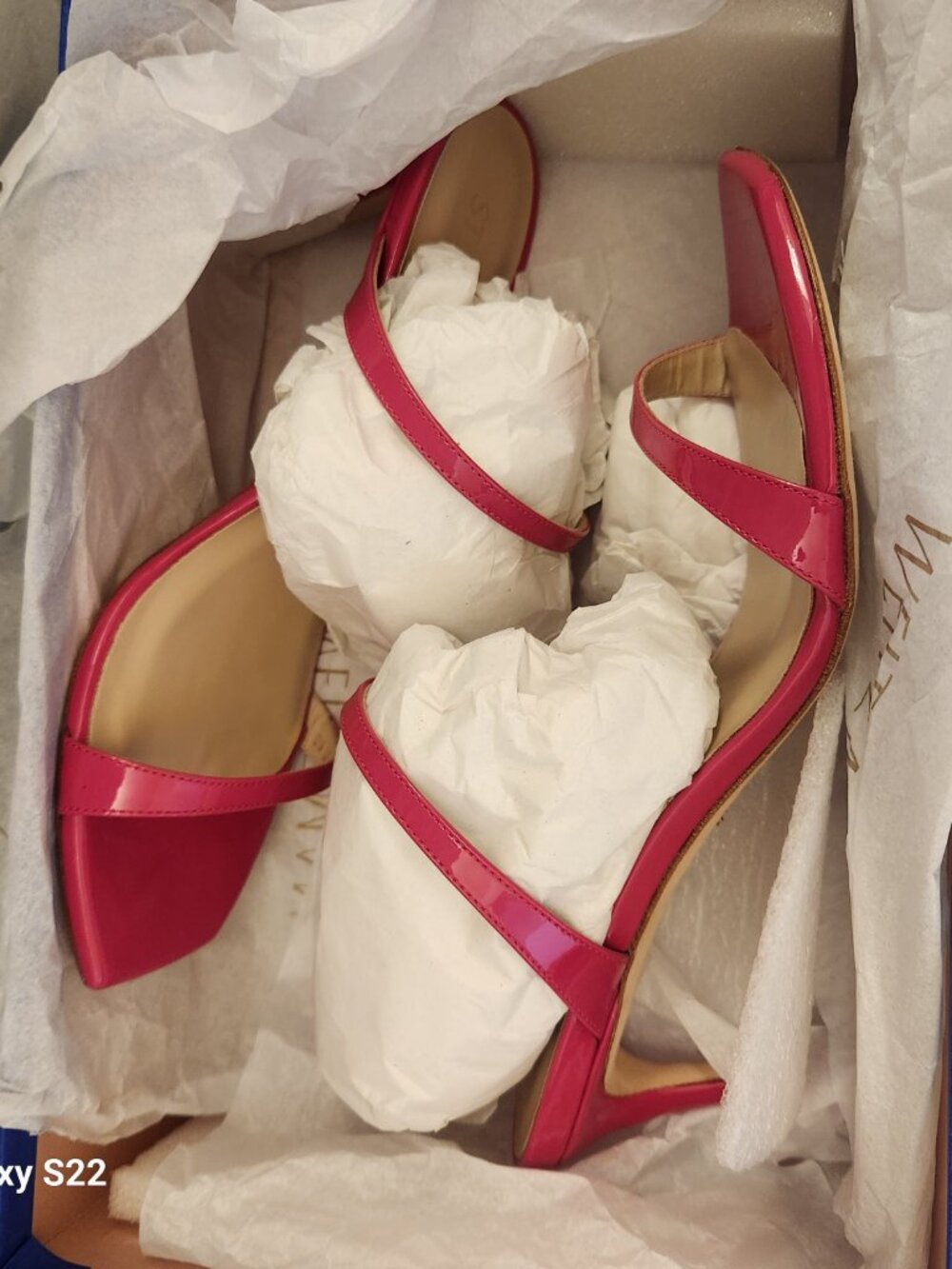 Stuart Weitzman Aleena 75 Pink Patent Leather Heel Sandals. NIB. Size 7.5 - Picture 8 of 11